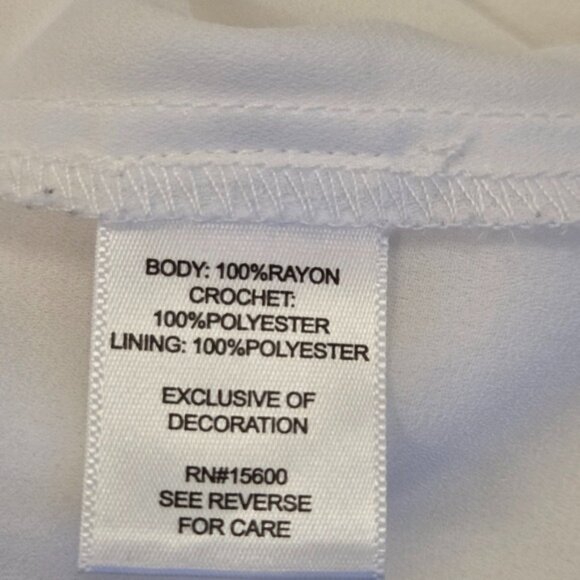 Kate & Sam White Gauzy Crochet Tassel Dress sz Large - Picture 6 of 7